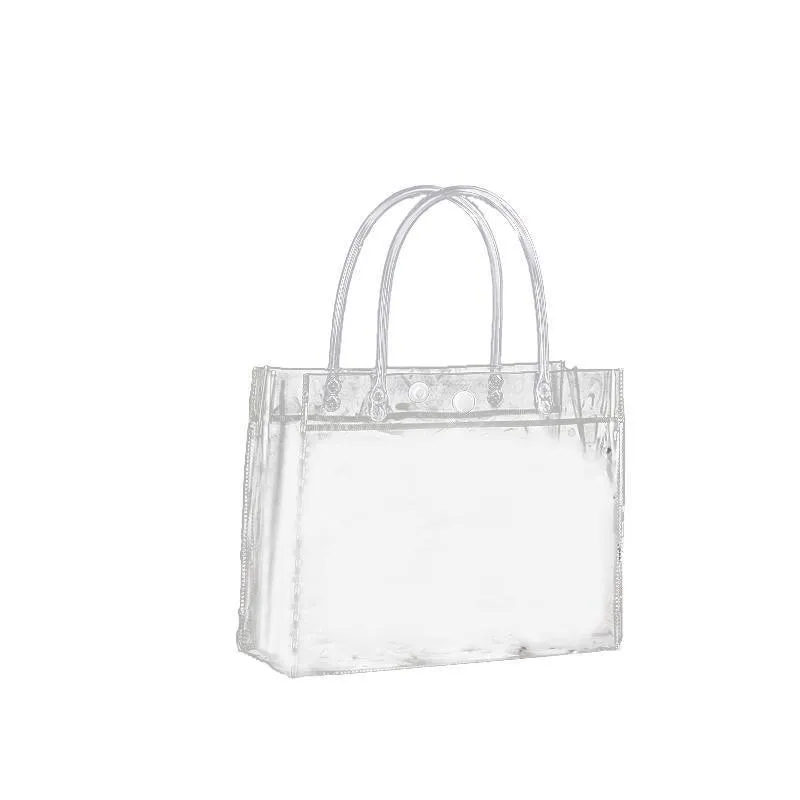 Gift Tote Bags With Snap Button 100PCS PVC Transparent
