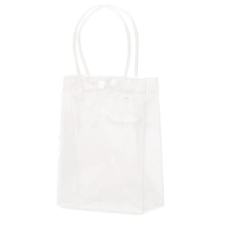 Gift Tote Bags With Snap Button 100PCS PVC Transparent