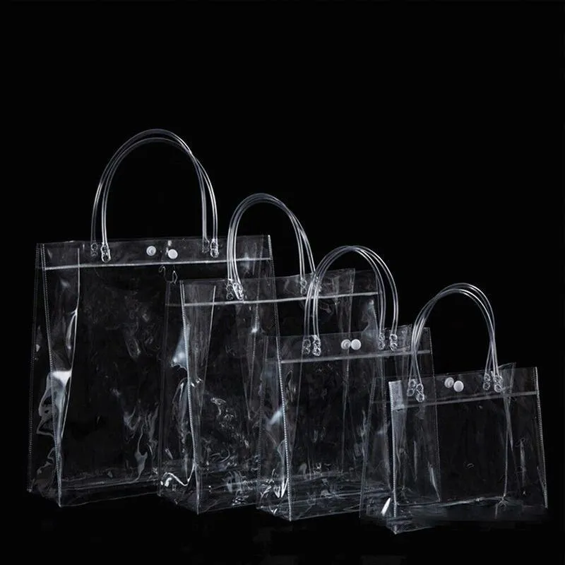 Gift Tote Bags With Snap Button 100PCS PVC Transparent