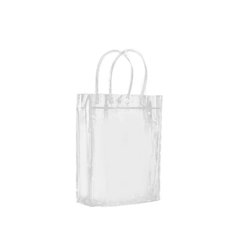 Gift Tote Bags With Snap Button 100PCS PVC Transparent