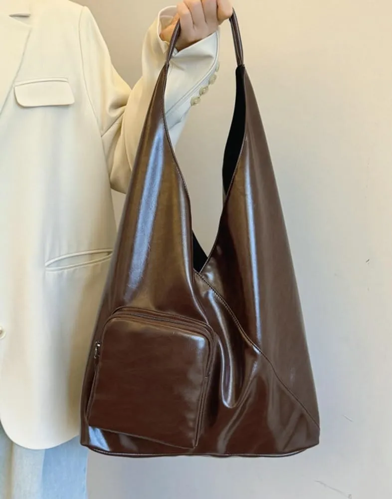 Glossy Vegan Leather Tote Bag for Women Large Shoulder Bag Casual Work Handbag Travel Purse Top Handle Satchels