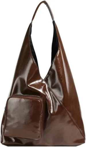 Glossy Vegan Leather Tote Bag for Women Large Shoulder Bag Casual Work Handbag Travel Purse Top Handle Satchels