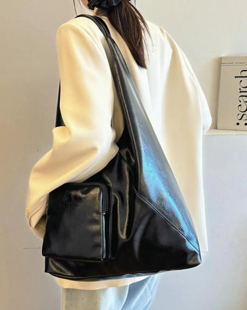 Glossy Vegan Leather Tote Bag for Women Large Shoulder Bag Casual Work Handbag Travel Purse Top Handle Satchels