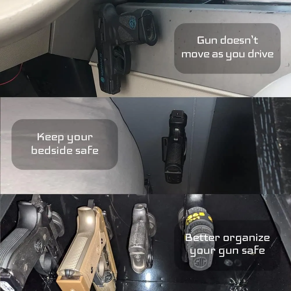 GMW Gun Magnet [2-Pack] | 30 lbs. Rating Magnetic Mount | HQ Rubber Coated Buckler Series for Car, Truck, Desks, Safes, and Walls | Indoor Racks | Concealed Holder for Handgun