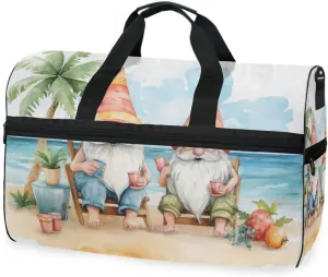 Gnome Summer Dwarf Travel Duffel Bag Luggage Sports Gym Bags With Shoes Compartment Large Capacity Lightweight Duffle Bag For Men Women