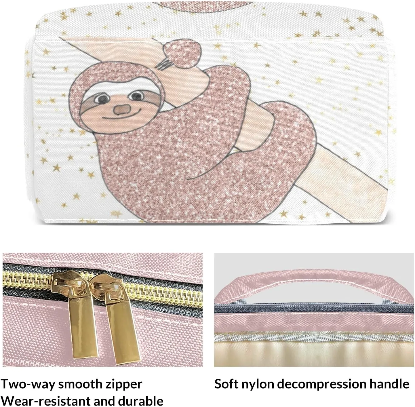 Gold Sloth Personalized Diaper Bag Backpack Name Custom Mommy Nappy Baby Bag Daypack for Mom Dad Gifts