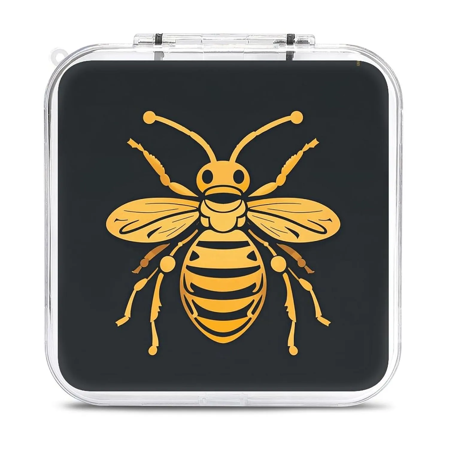 Golden Bee Insect Pattern Switch Game Case Switch Game Holder Cartridge Case Storage 12 Games & 2 Micro Sd Card Slots, Travel Carry Cases, Portable Games Card Storage, Hard Shell, Buckle Closure