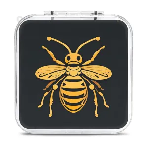 Golden Bee Insect Pattern Switch Game Case Switch Game Holder Cartridge Case Storage 12 Games & 2 Micro Sd Card Slots, Travel Carry Cases, Portable Games Card Storage, Hard Shell, Buckle Closure
