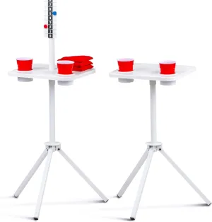 GoSports All Weather Cornhole Scoreboard with Drink Holders - Black or White - Magnetic Outdoor Score Keeper for Yard Games - Set of 2 Metal ScoreCaddy Tables