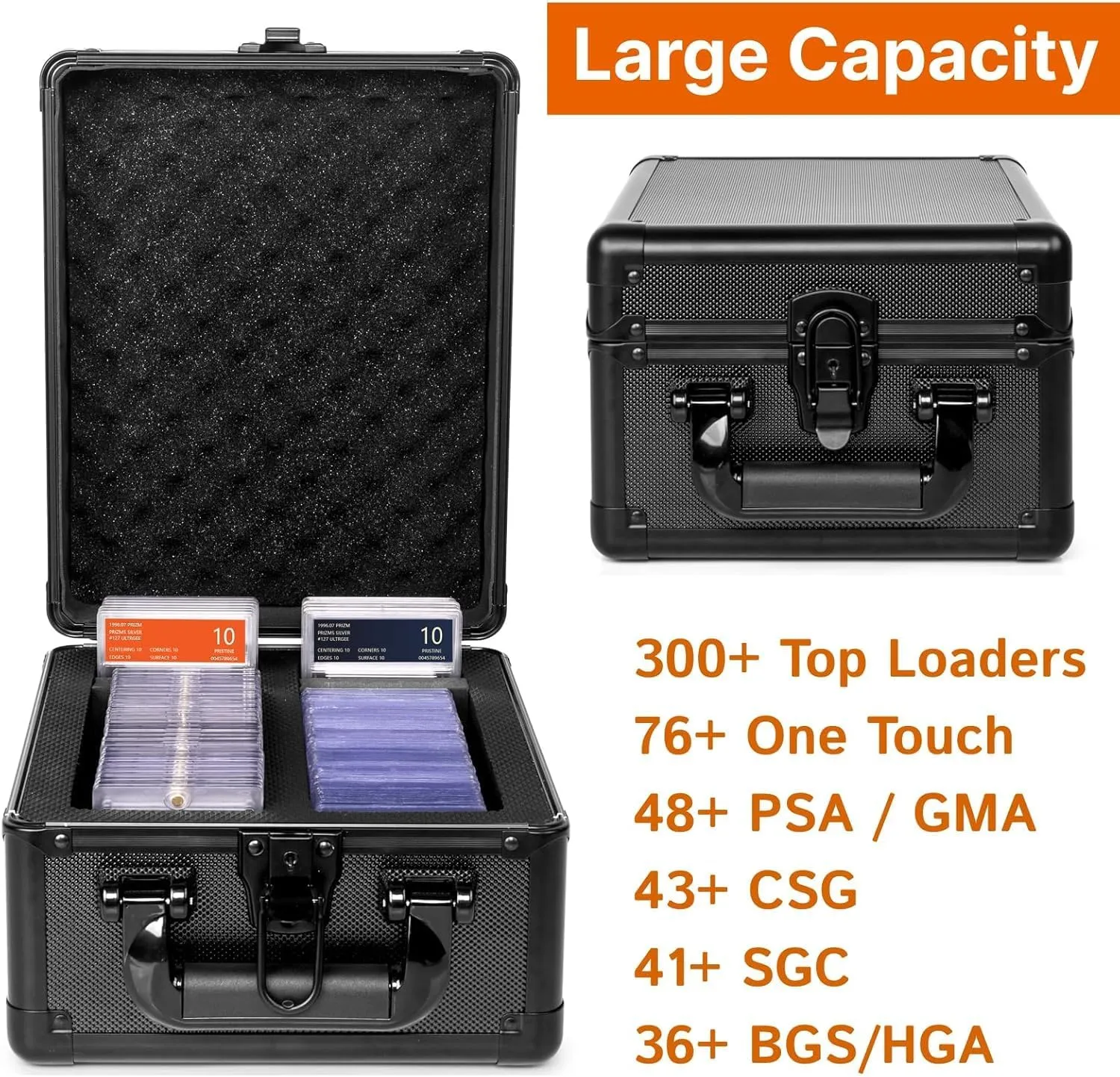 Graded Card Storage Box Case, Sports Trading Card Box - Cards Slab Case Fits PSA MTG CSG BGS SGC Top Loaders Magnetic Card Holder, Waterproof Carrying (Mid-Range)
