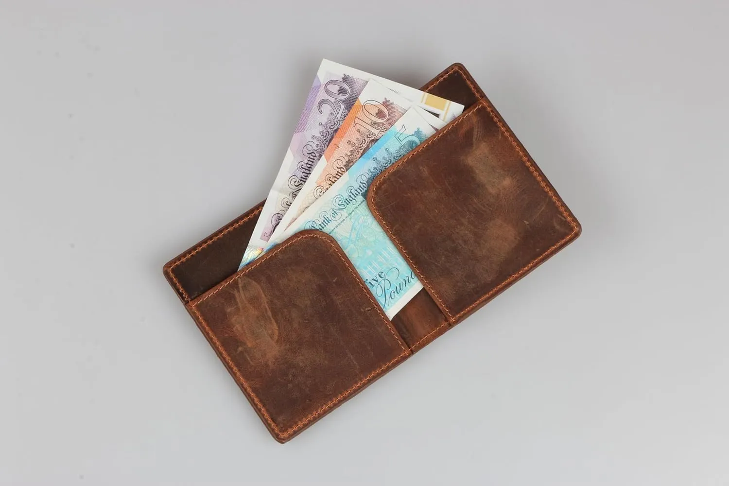 grande 762 Genuine Leather Card Holder For Men Slim Minimalist Card Case Small Magnetic Wallet - Chocolate Brown