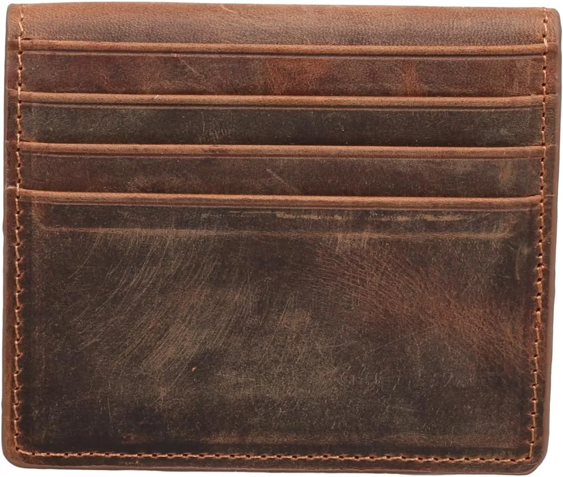 grande 762 Genuine Leather Card Holder For Men Slim Minimalist Card Case Small Magnetic Wallet - Chocolate Brown