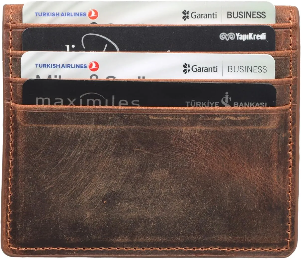 grande 762 Genuine Leather Card Holder For Men Slim Minimalist Card Case Small Magnetic Wallet - Chocolate Brown