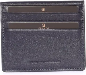 grande 762 Genuine Leather Card Holder For Men Slim Minimalist Card Case Small Magnetic Wallet - Dark Blue