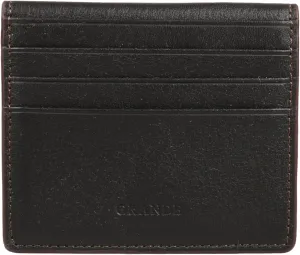 grande 762 Genuine Leather Card Holder For Men Slim Minimalist Card Case Small Magnetic Wallet (Dark Brown)
