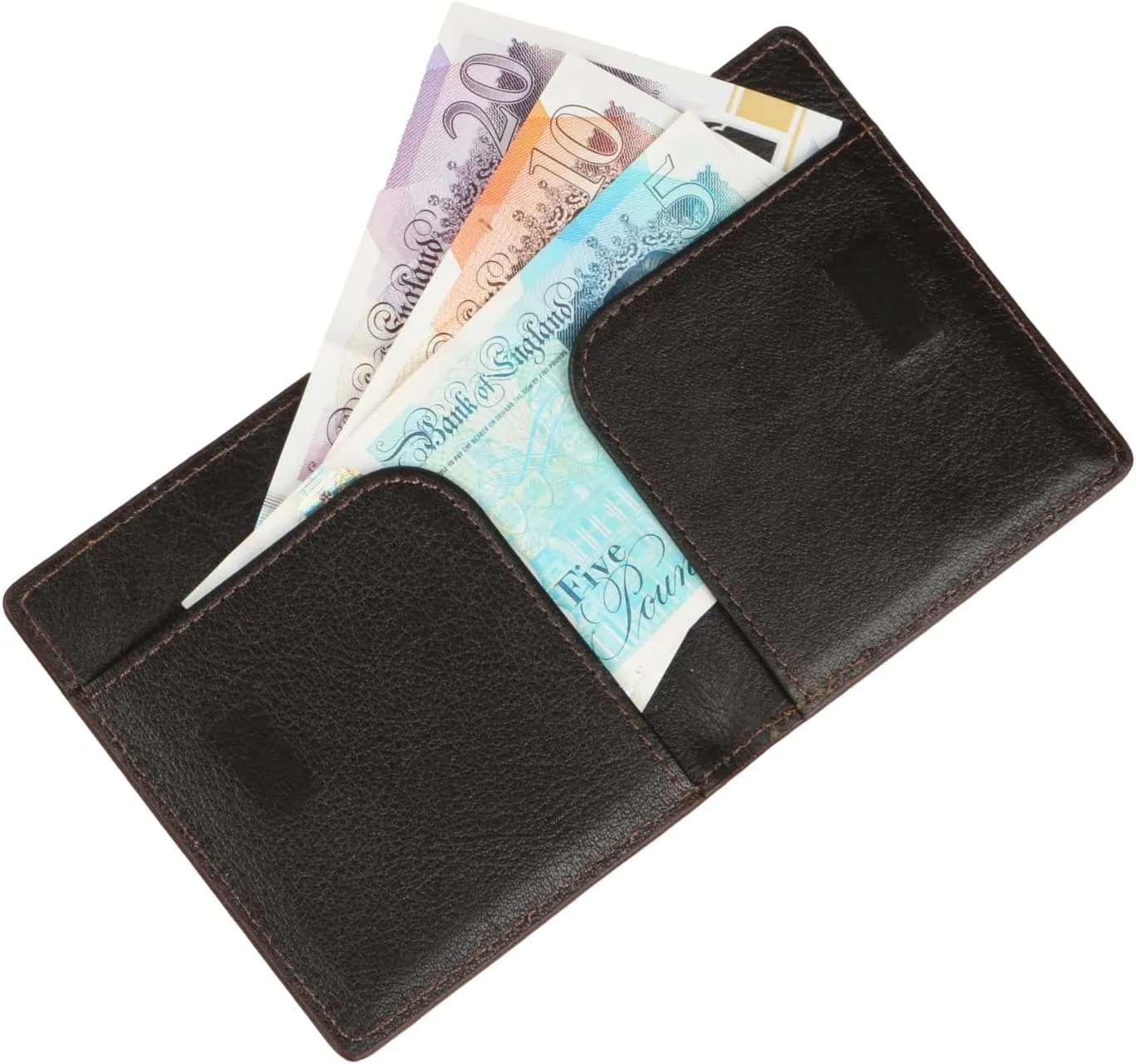 grande 762 Genuine Leather Card Holder For Men Slim Minimalist Card Case Small Magnetic Wallet (Dark Brown)