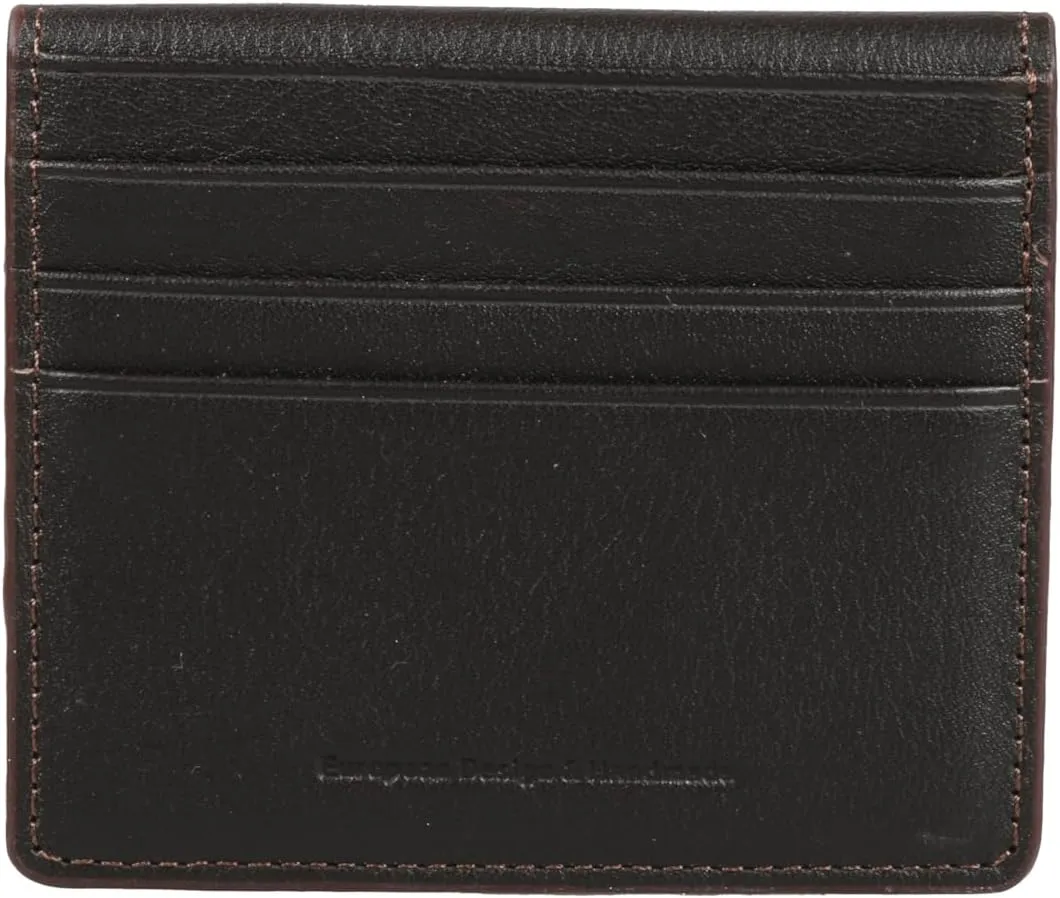 grande 762 Genuine Leather Card Holder For Men Slim Minimalist Card Case Small Magnetic Wallet (Dark Brown)
