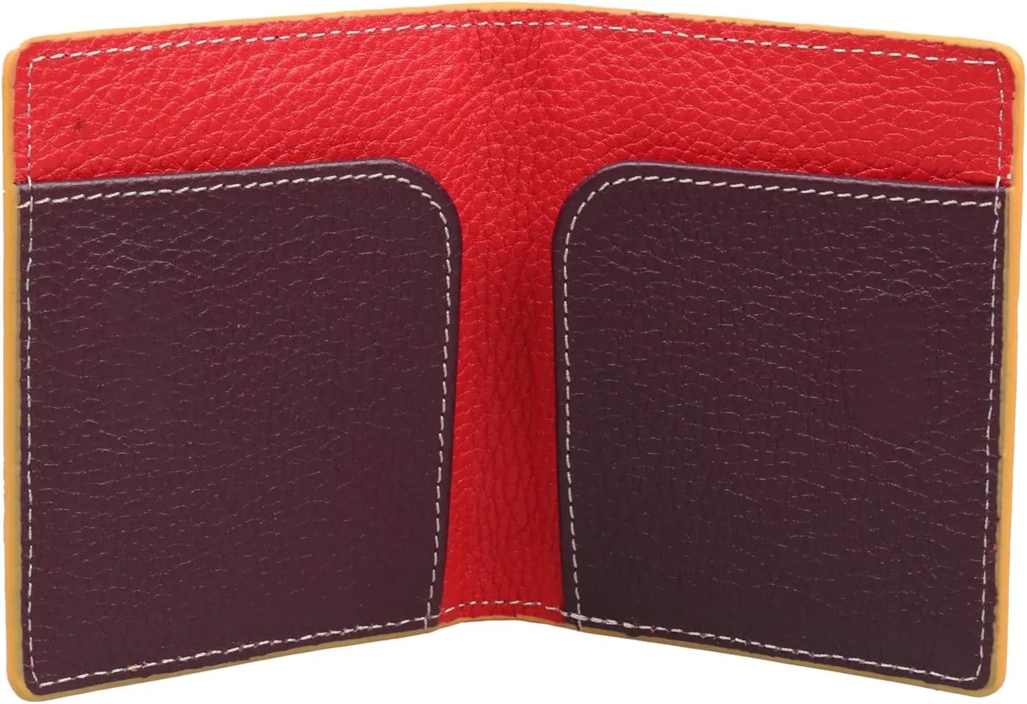 grande 762 Genuine Leather Card Holder For Men Slim Minimalist Card Case Small Magnetic Wallet - Yellow Multicolor