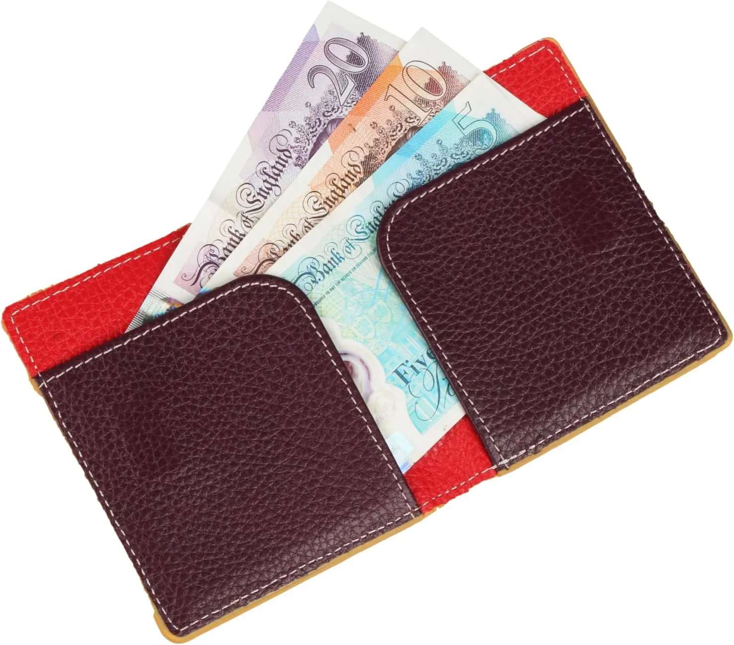 grande 762 Genuine Leather Card Holder For Men Slim Minimalist Card Case Small Magnetic Wallet - Yellow Multicolor