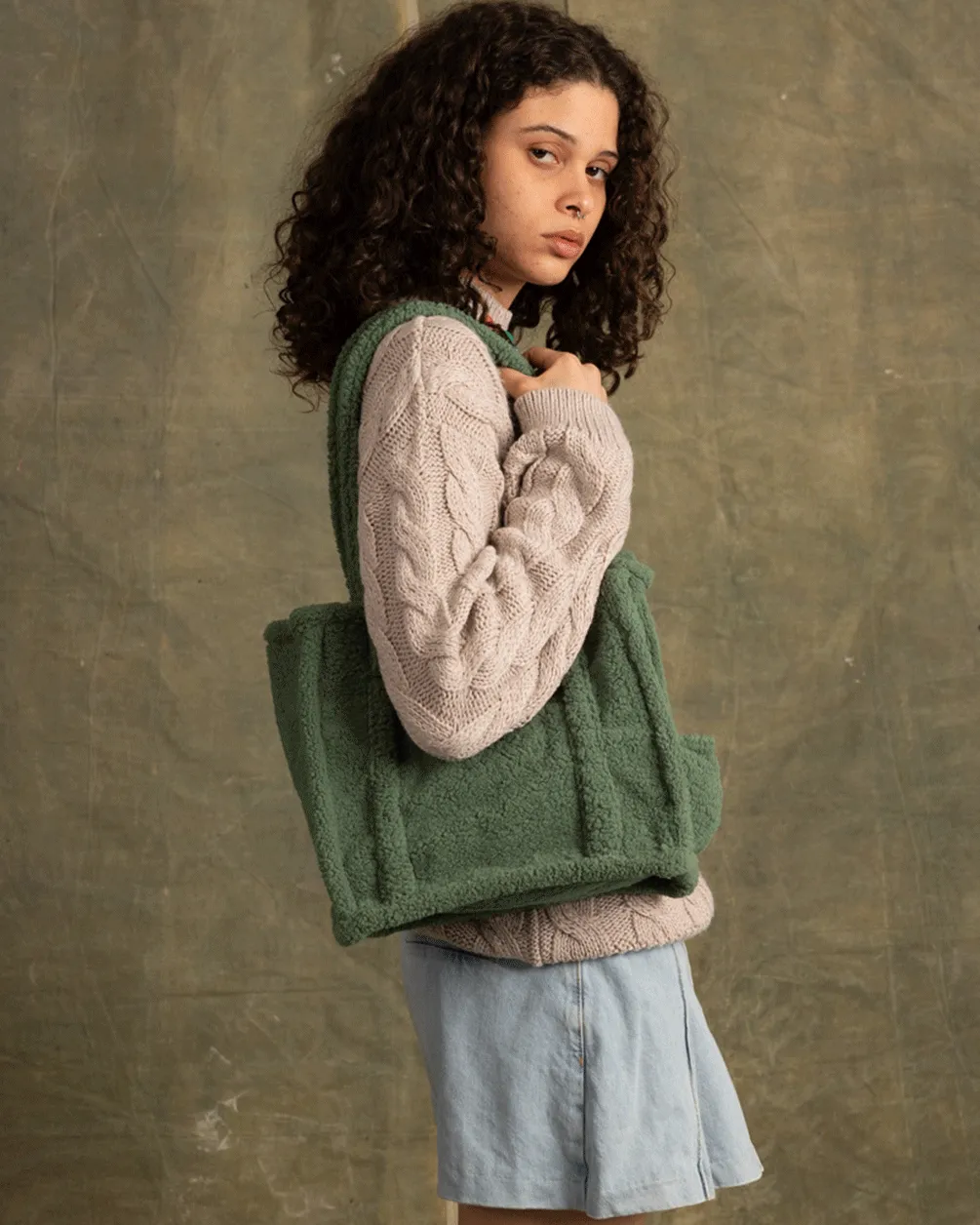 Green Boxy Tote Bag