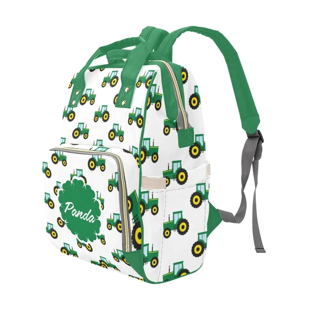 Green Car Diaper Bags Backpack with Name Personalized Baby Bag Nursing Nappy Bag Travel Tote Bag Gifts