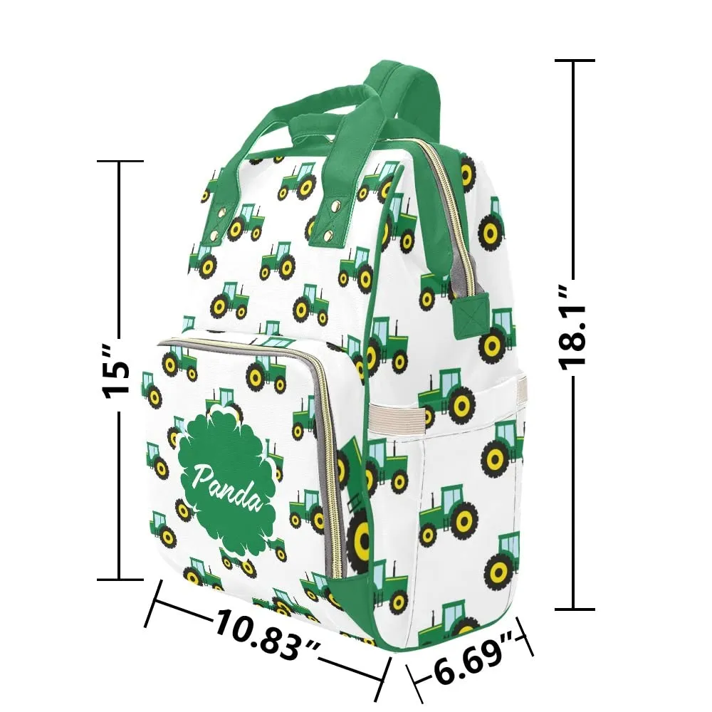 Green Car Diaper Bags Backpack with Name Personalized Baby Bag Nursing Nappy Bag Travel Tote Bag Gifts