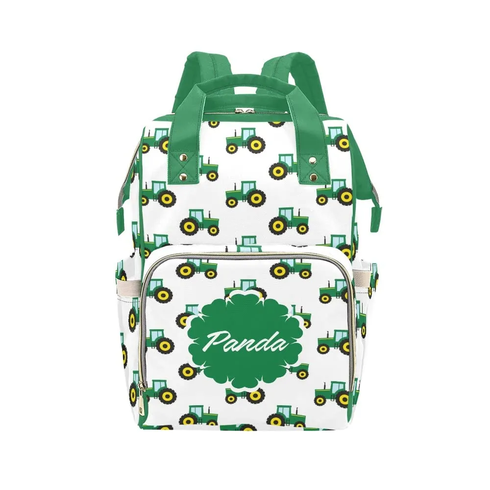 Green Car Diaper Bags Backpack with Name Personalized Baby Bag Nursing Nappy Bag Travel Tote Bag Gifts