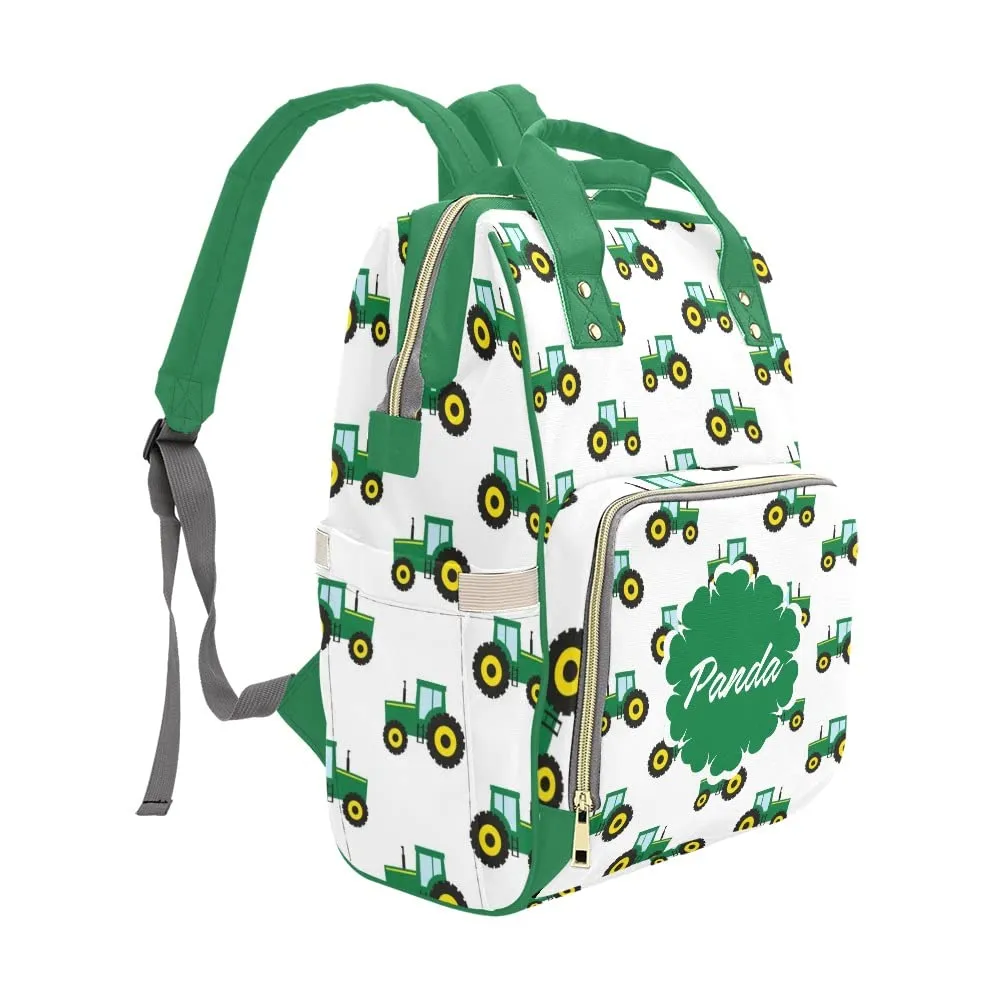 Green Car Diaper Bags Backpack with Name Personalized Baby Bag Nursing Nappy Bag Travel Tote Bag Gifts
