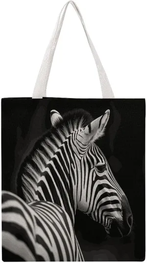 Grocery Bags Black & White Zebra Bag for Women Lightweight Beach Bag Shoulder Bags for Travel Shopping Work Handbag