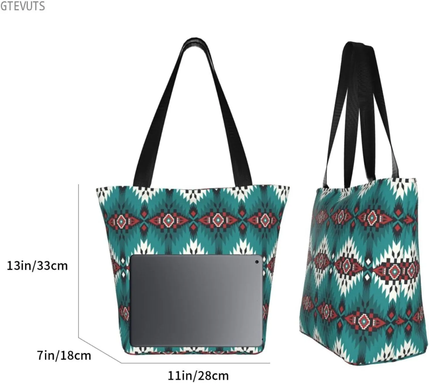 GTEVUTS Southwest Native American Grocery Tote Bag with Zipper for Women- Reusable Tote Handbags Shoulder Bag Shopping Beach