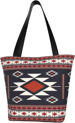 GTEVUTS Southwest Native American Grocery Tote Bag with Zipper for Women- Reusable Tote Handbags Shoulder Bag Shopping Beach