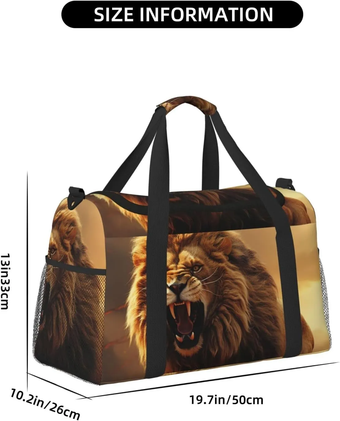 Gym Bag Angry Roaring Lion Duffel Bag for Men Women Travel Overnight Bag with Shoe Compartment Workout Bags