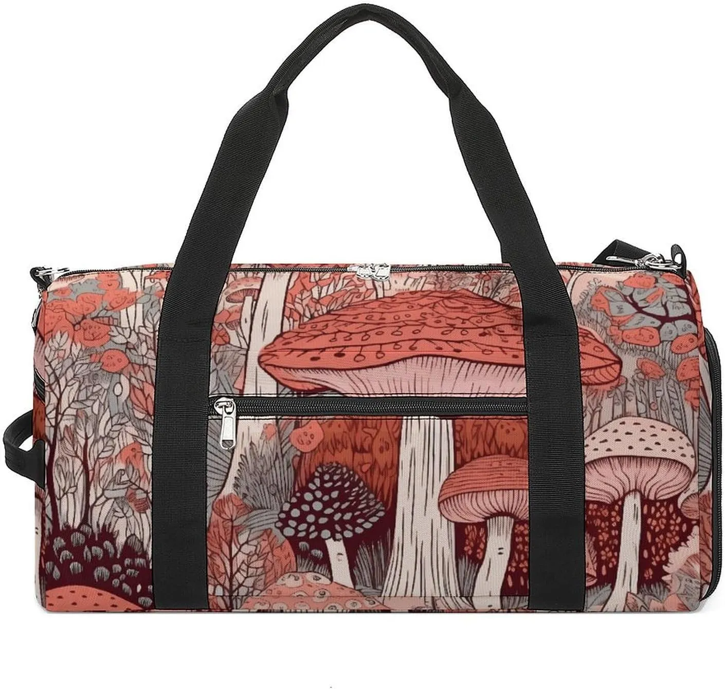 Gym Bag Cartoon Mushroom Duffel Bag for Men Women Overnight Bag with Shoe Compartment Workout Bags