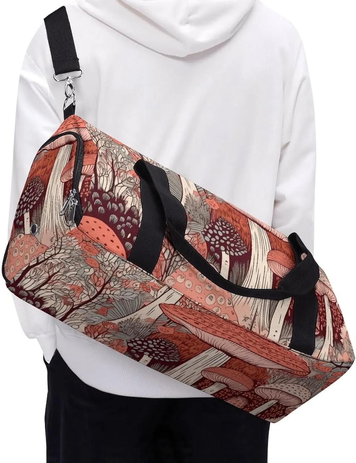 Gym Bag Cartoon Mushroom Duffel Bag for Men Women Overnight Bag with Shoe Compartment Workout Bags