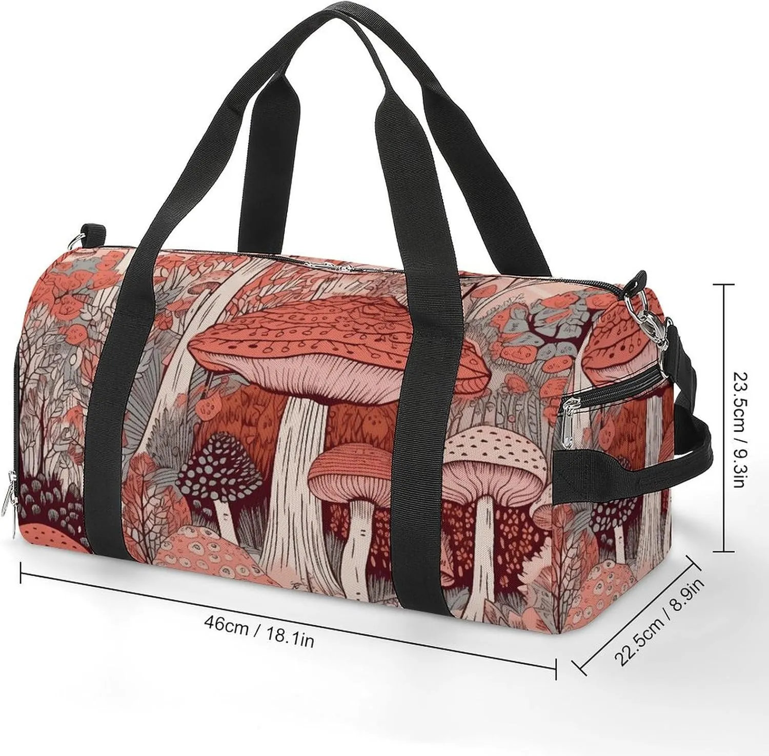 Gym Bag Cartoon Mushroom Duffel Bag for Men Women Overnight Bag with Shoe Compartment Workout Bags