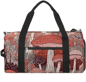 Gym Bag Cartoon Mushroom Duffel Bag for Men Women Overnight Bag with Shoe Compartment Workout Bags