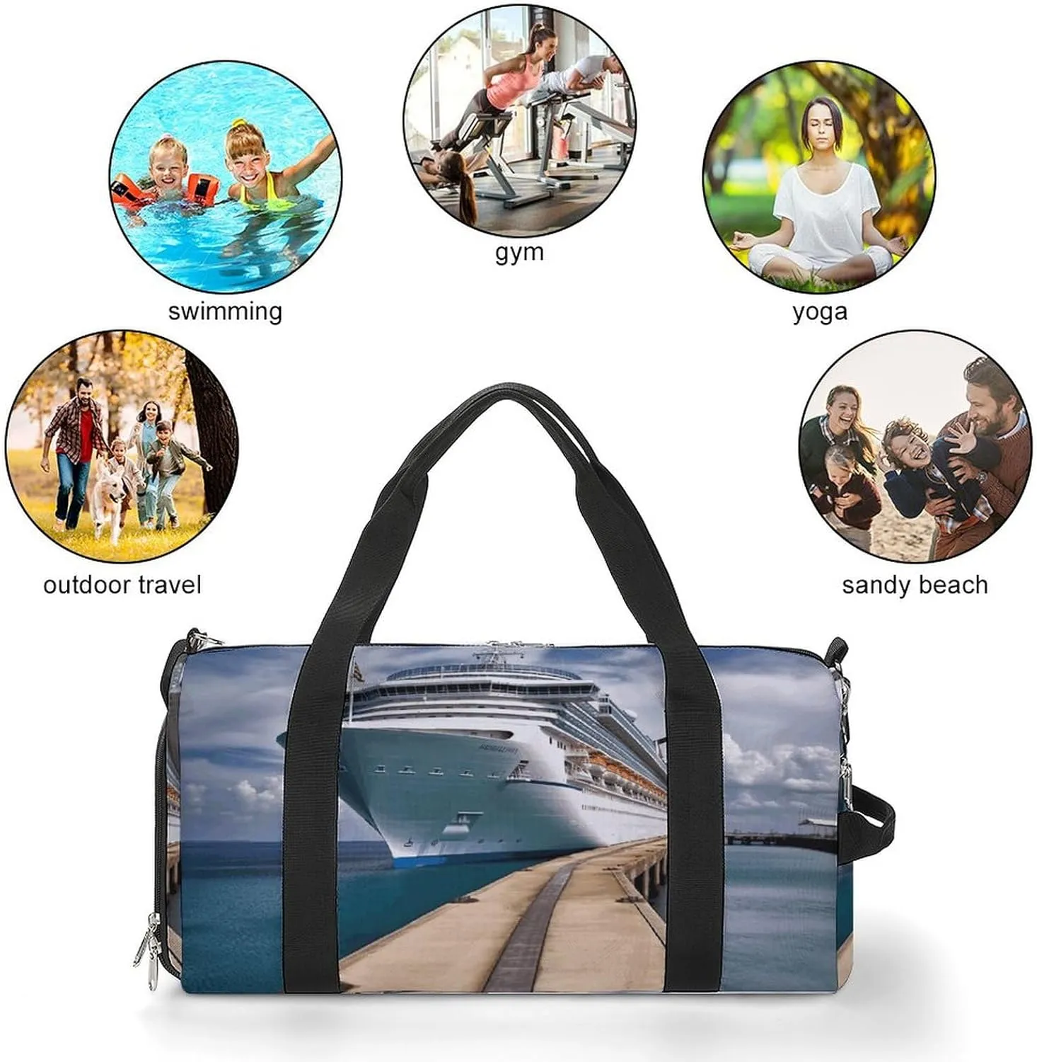 Gym Bag Cruise Ship Duffel Bag for Men Women Travel Overnight Bag with Shoe Compartment Workout Bags