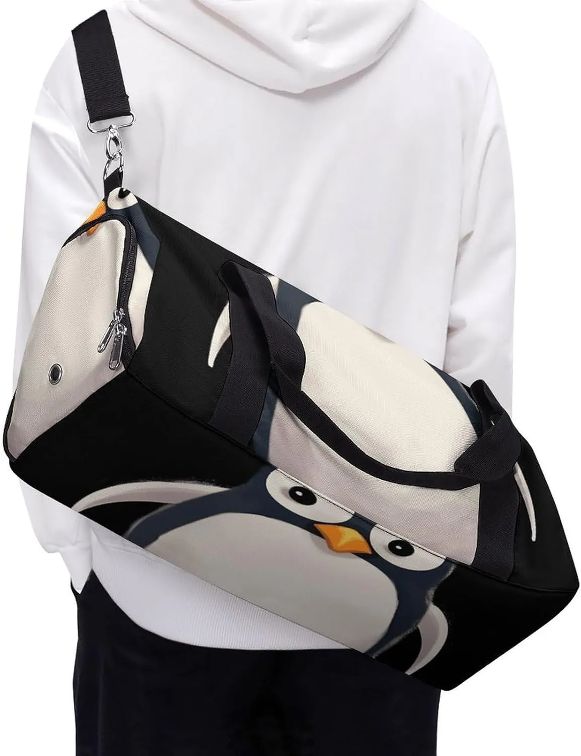 Gym Bag Cute Penguin Duffel Bag for Men Women Travel Overnight Bag with Shoe Compartment Workout Bags