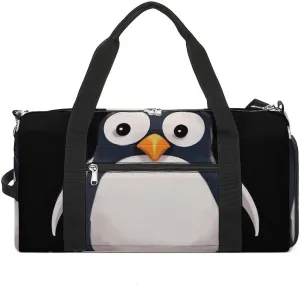 Gym Bag Cute Penguin Duffel Bag for Men Women Travel Overnight Bag with Shoe Compartment Workout Bags