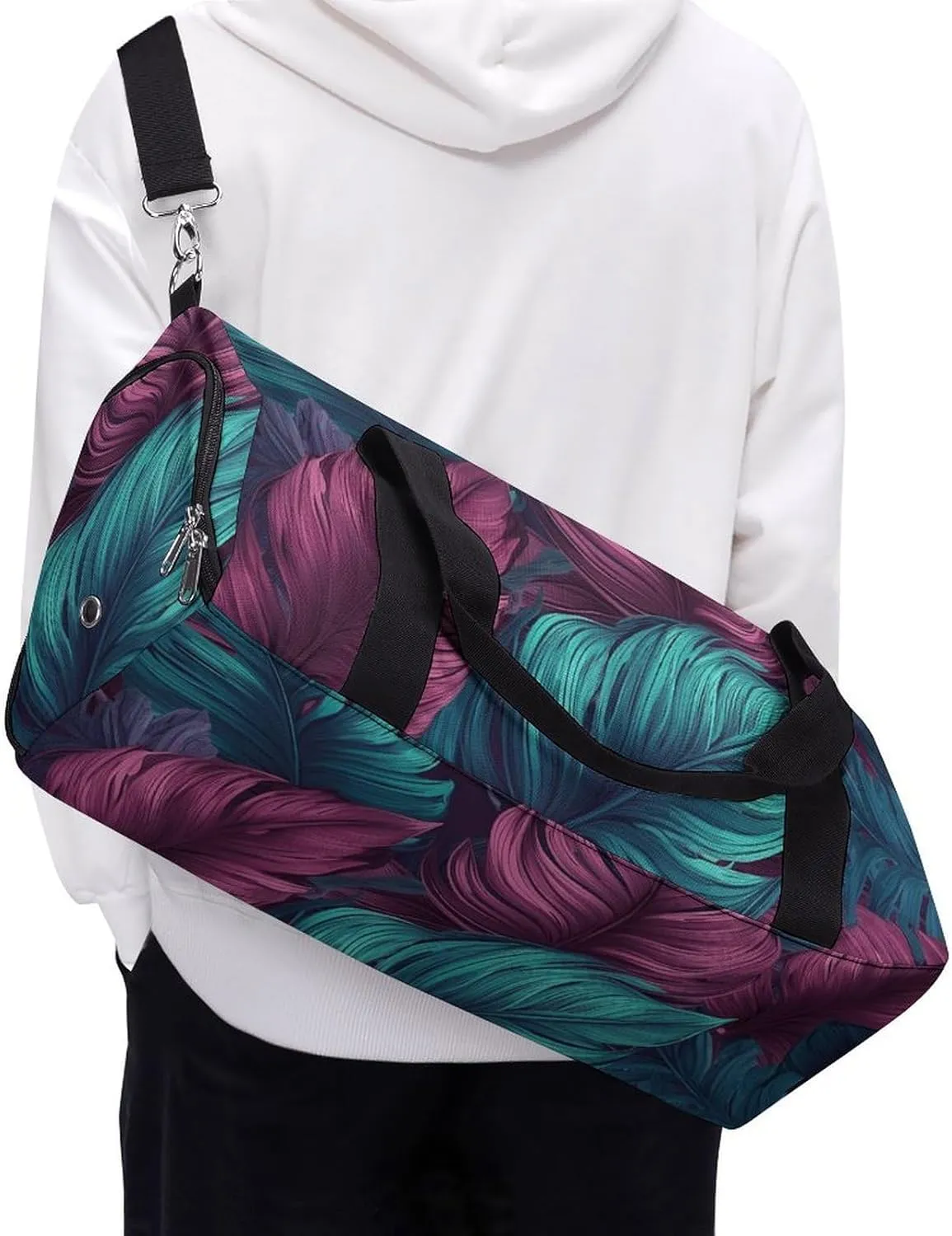 Gym Bag Different Leaves Duffel Bag for Men Women Overnight Bag with Shoe Compartment Workout Bags