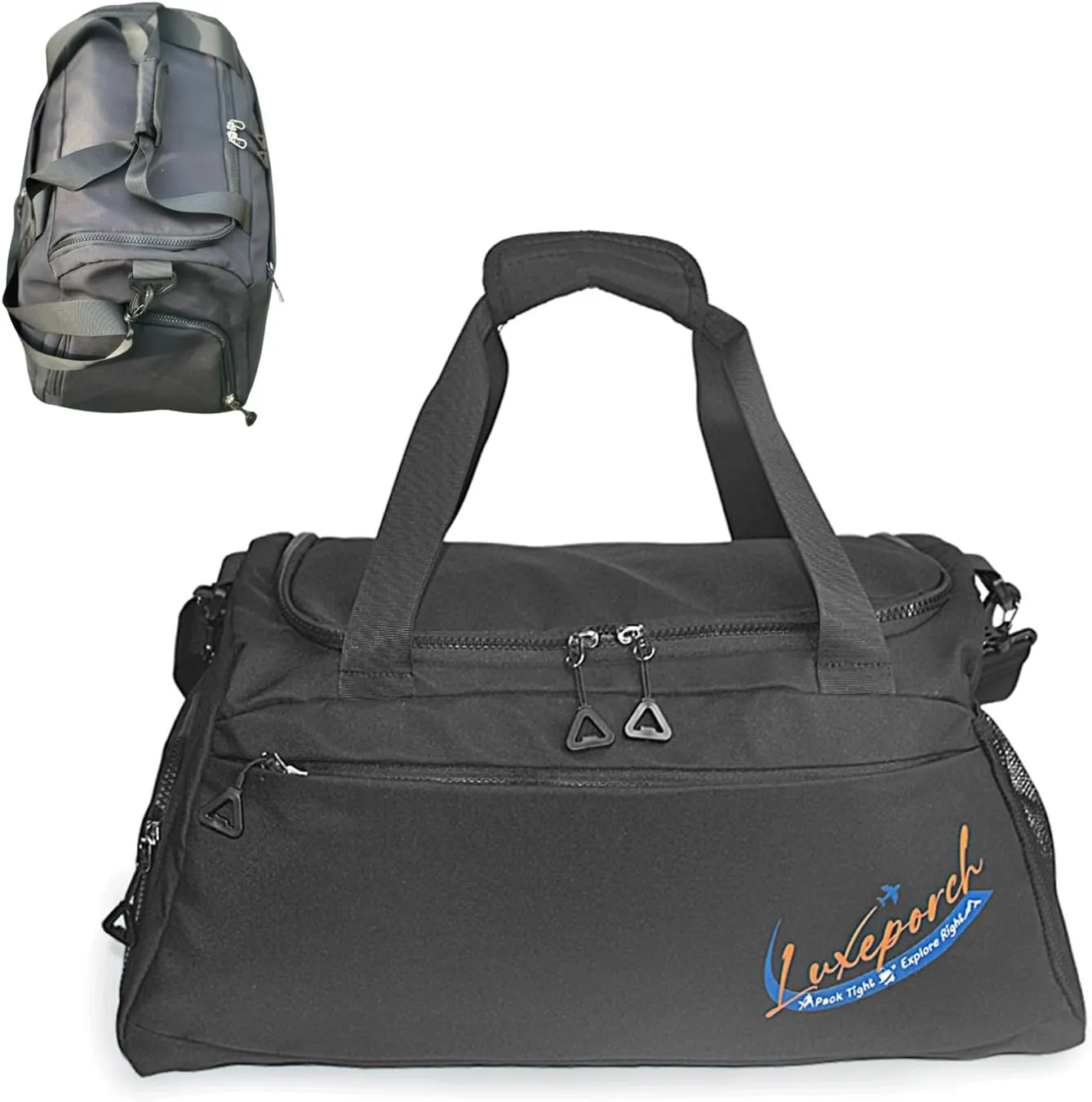 Gym Bag for Men with Shoe Compartment & Wet pocket, Sports bag for men, Tactical Duffle Bag for Men, Multipurpose Weekender Overnight Bag for Travel, Sports, Fitness & Workout (Black)