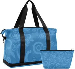 Gym Bag for Women Duffel Bags for Traveling Sports Bag with Shoe Compartment Dual Handles Removable Strap Multi Pockets Large Capacity Fashionable Blue