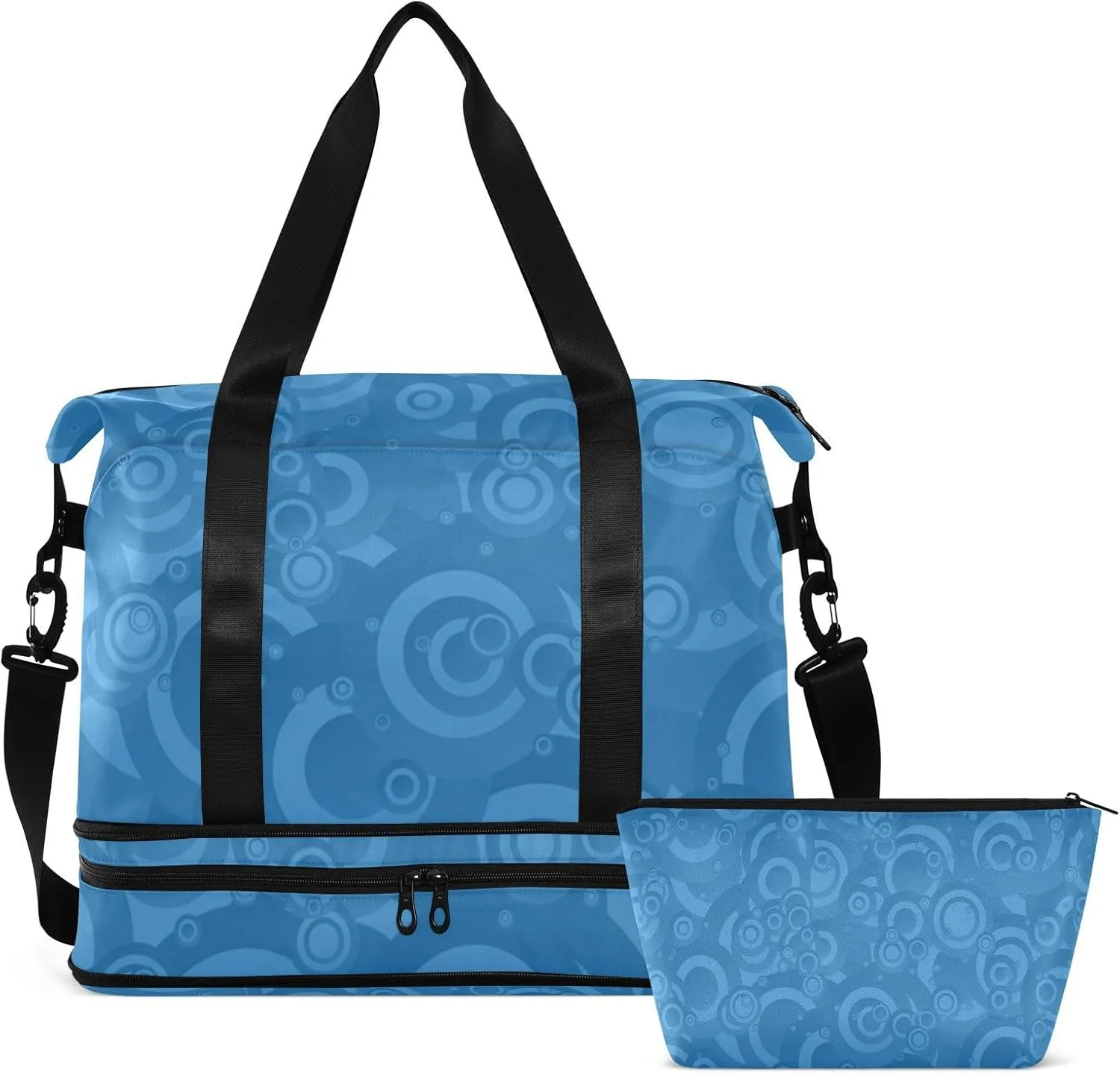 Gym Bag for Women Duffel Bags for Traveling Sports Bag with Shoe Compartment Dual Handles Removable Strap Multi Pockets Large Capacity Fashionable Blue