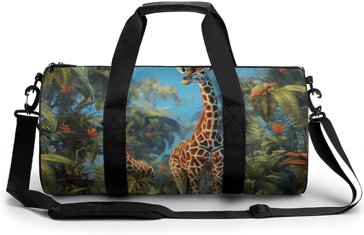 Gym Bag Jungle Giraffe Duffel Bag for Men Women Overnight Bag with Shoe Compartment Workout Bags