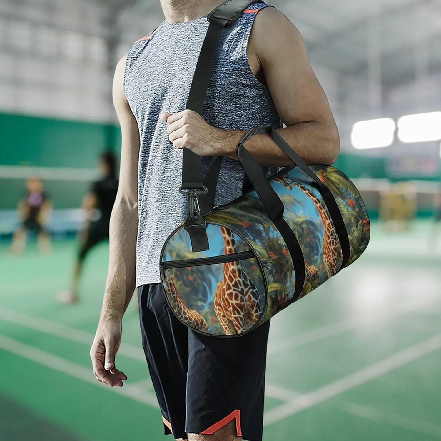Gym Bag Jungle Giraffe Duffel Bag for Men Women Overnight Bag with Shoe Compartment Workout Bags