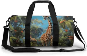 Gym Bag Jungle Giraffe Duffel Bag for Men Women Overnight Bag with Shoe Compartment Workout Bags