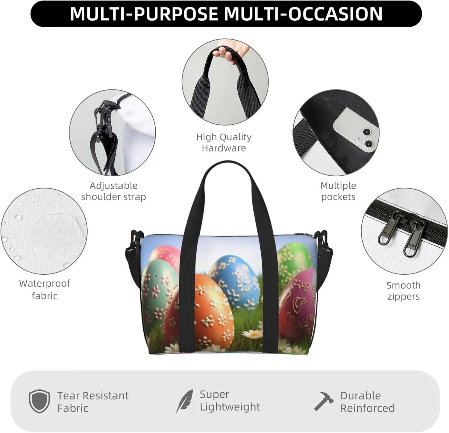 Gym Bag Lovely Easter Egg Duffel Bag for Men Women Travel Overnight Bag with Shoe Compartment Workout Bags