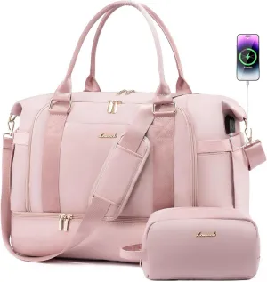 Gym Bag LOVEVOOK Travel Duffel Bag with USB Charging Port,Weekender Bags for Women with Shoe Compartment,Carry on Overnight Bag with Toiletry Bag,Hospital Bags for Labor and Deliver