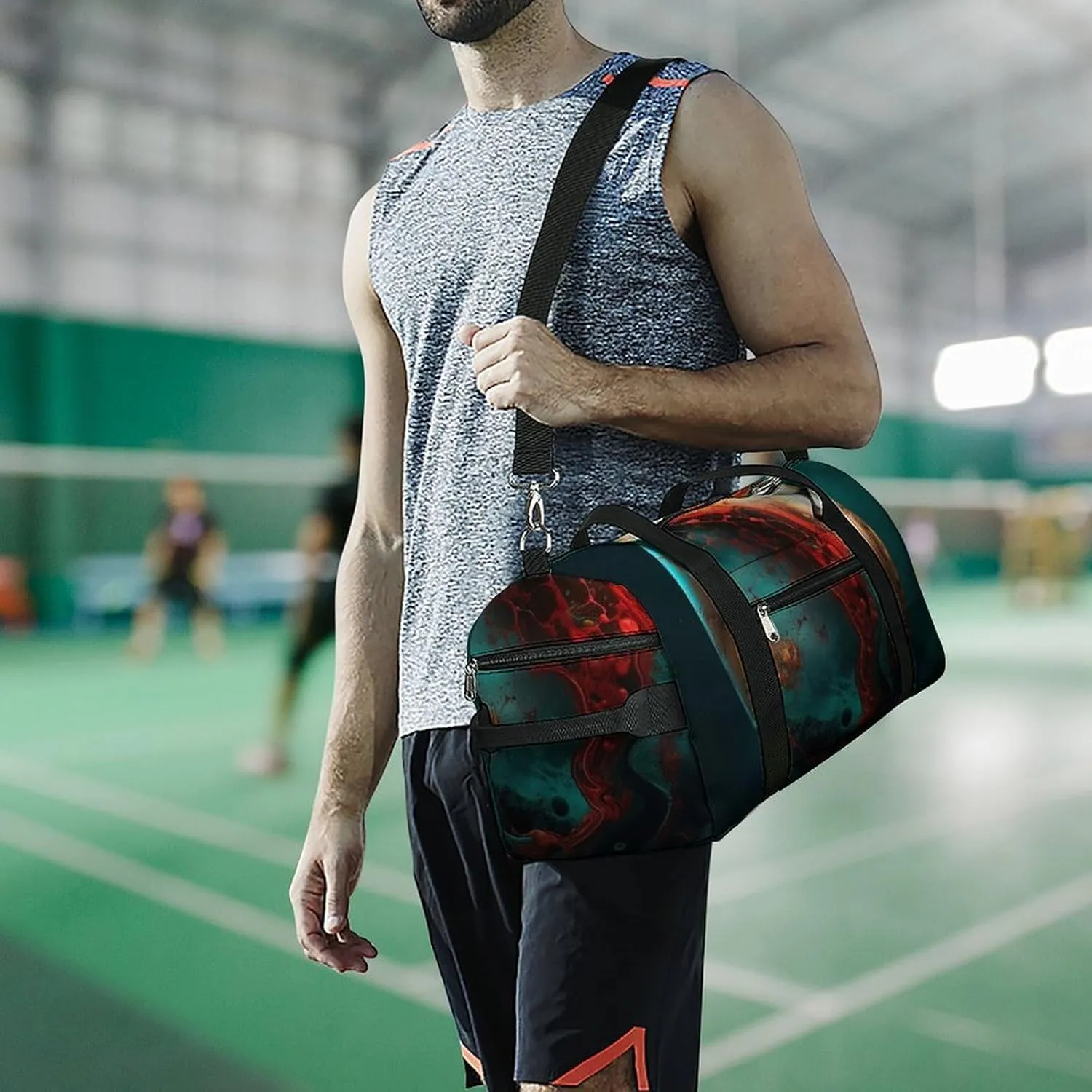 Gym Bag Marble Ball Duffel Bag for Men Women Travel Overnight Bag with Shoe Compartment Workout Bags
