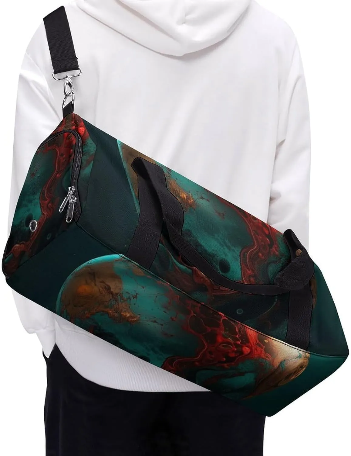Gym Bag Marble Ball Duffel Bag for Men Women Travel Overnight Bag with Shoe Compartment Workout Bags